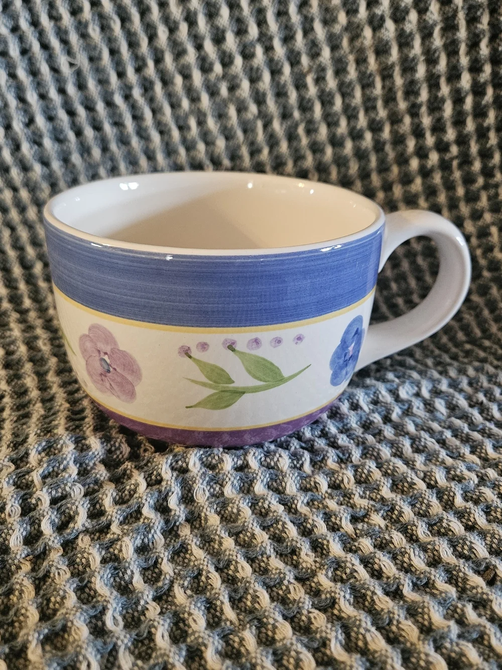 Blue Floral Ceramic Soup Mug